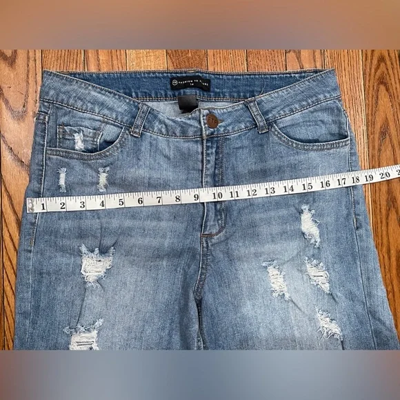 Fashion to Figure Blue Distressed Jean Shorts - Picture 10 of 11